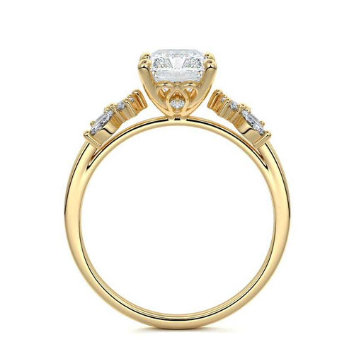 Fiorella - Radiant Yellow Gold Engagement Ring Profile View | Nura Lab