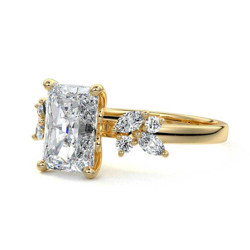 Fiorella - Radiant Yellow Gold Engagement Ring Detail View | Nura Lab