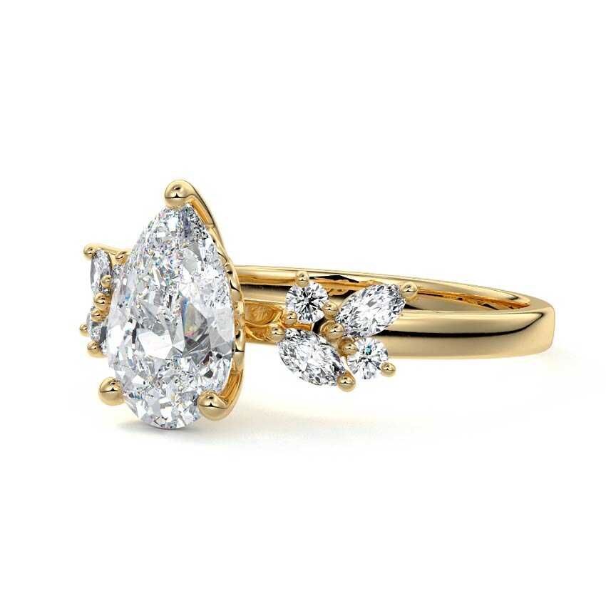 Fiorella - Pear Yellow Gold Lab Grown Diamond Engagement Ring | Nura Lab