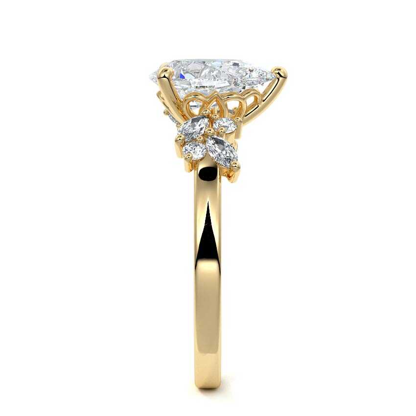 Fiorella - Pear Yellow Gold Engagement Ring Side View | Nura Lab