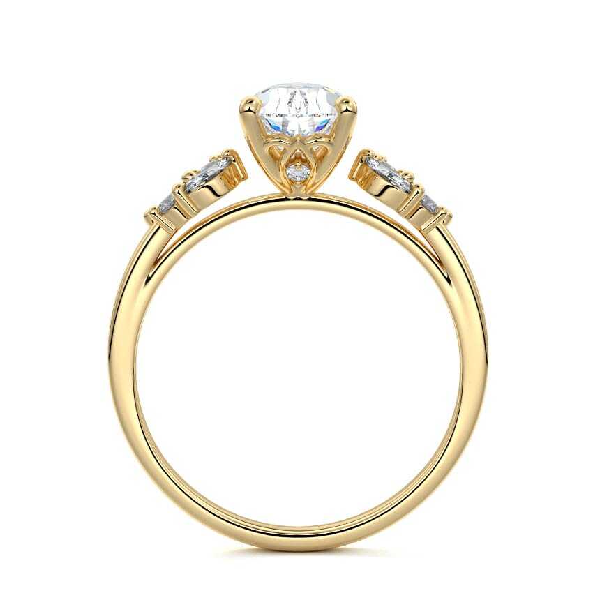 Fiorella - Pear Yellow Gold Engagement Ring Profile View | Nura Lab