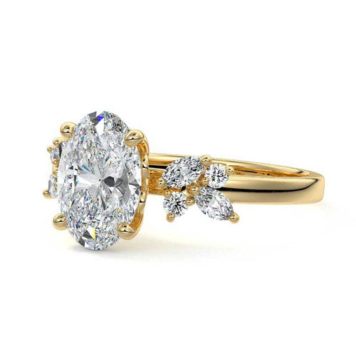 Fiorella - Oval Yellow Gold Lab Grown Diamond Engagement Ring | Nura Lab