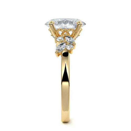 Fiorella - Oval Yellow Gold Engagement Ring Side View | Nura Lab