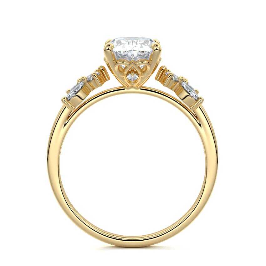 Fiorella - Oval Yellow Gold Engagement Ring Profile View | Nura Lab