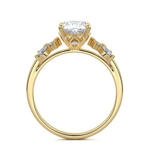 Fiorella - Oval Yellow Gold Engagement Ring Profile View | Nura Lab