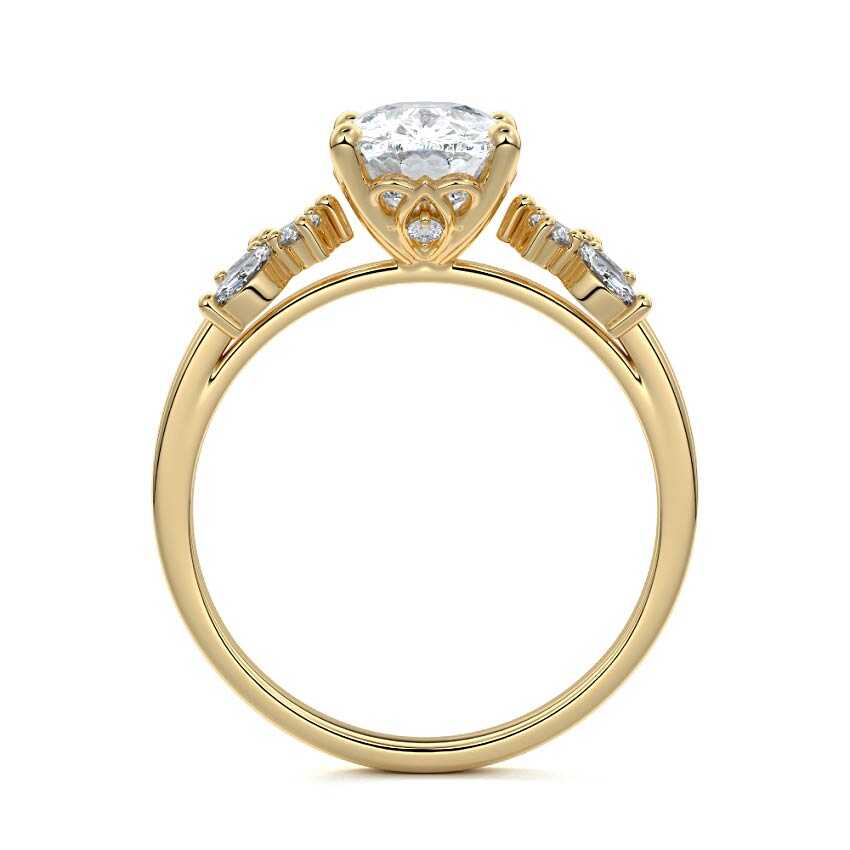Fiorella - Cushion Yellow Gold Engagement Ring Profile View | Nura Lab