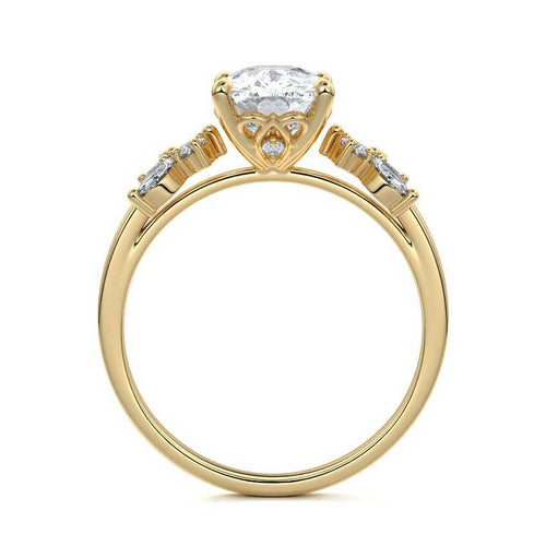 Fiorella - Cushion Yellow Gold Engagement Ring Profile View | Nura Lab