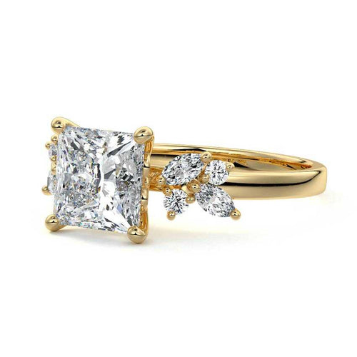 Fiorella - Princess Yellow Gold Lab Grown Diamond Engagement Ring | Nura Lab