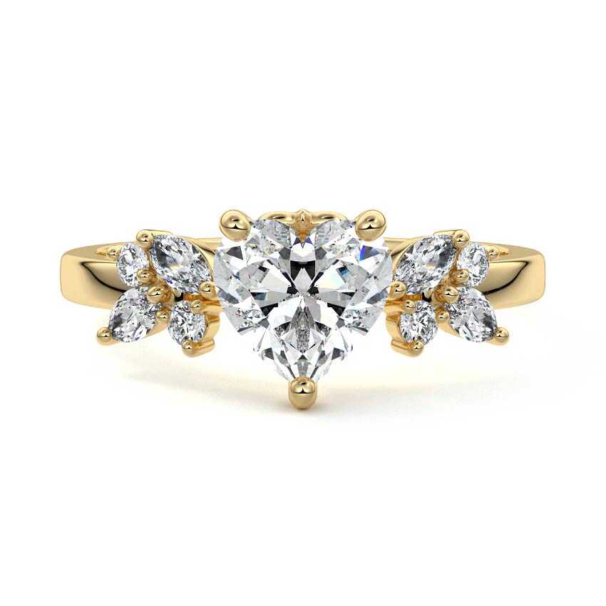 Fiorella - Heart Yellow Gold Lab Grown Diamond Engagement Ring | Nura Lab