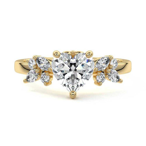 Fiorella - Heart Yellow Gold Lab Grown Diamond Engagement Ring | Nura Lab