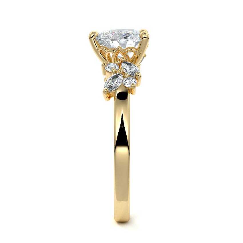 Fiorella - Heart Yellow Gold Engagement Ring Side View | Nura Lab