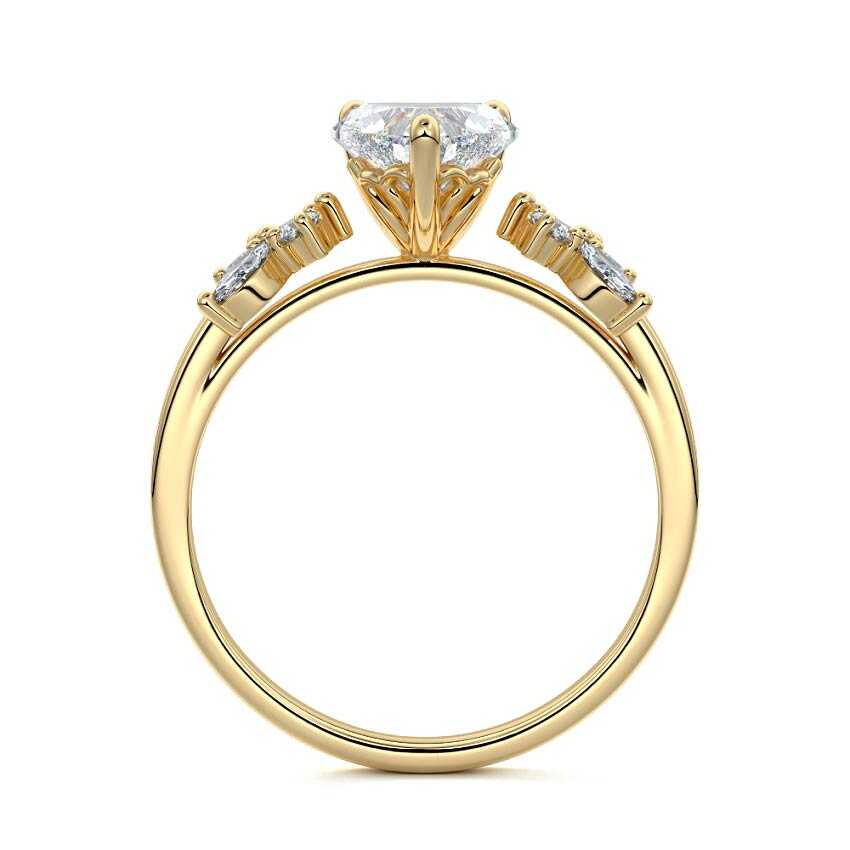 Fiorella - Heart Yellow Gold Engagement Ring Profile View | Nura Lab