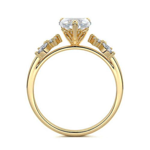 Fiorella - Heart Yellow Gold Engagement Ring Profile View | Nura Lab