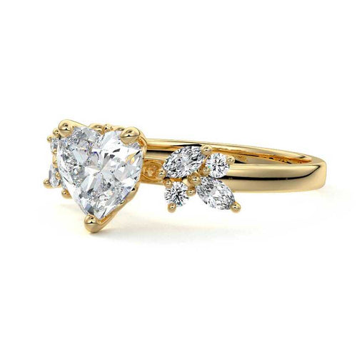 Fiorella - Heart Yellow Gold Engagement Ring Detail View | Nura Lab