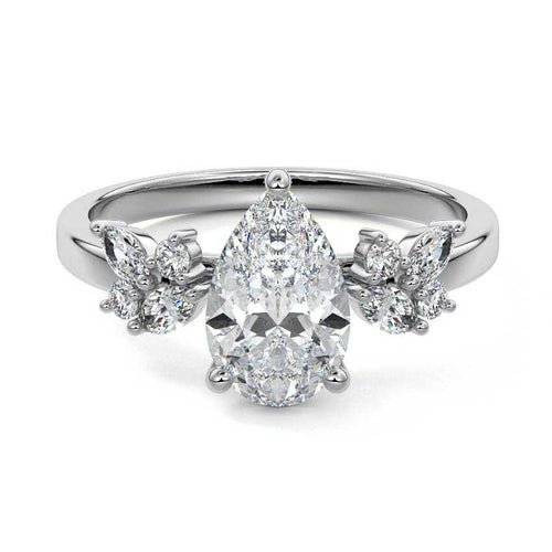 Fiorella - Pear White Gold Lab Grown Diamond Engagement Ring | Nura Lab