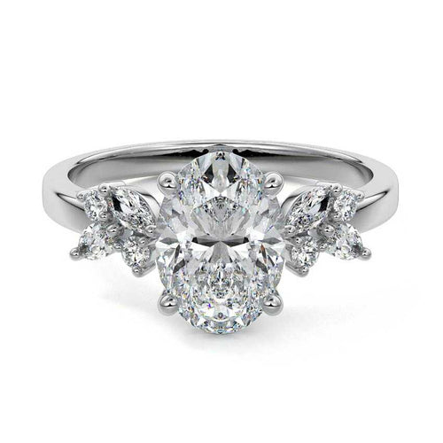 Fiorella - Oval White Gold Lab Grown Diamond Engagement Ring | Nura Lab