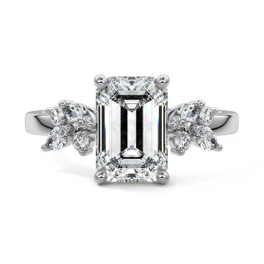 Fiorella - Emerald Cut White Gold Lab Grown Diamond Engagement Ring | Nura Lab