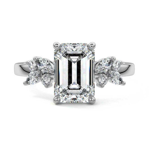 Fiorella - Emerald Cut White Gold Lab Grown Diamond Engagement Ring | Nura Lab