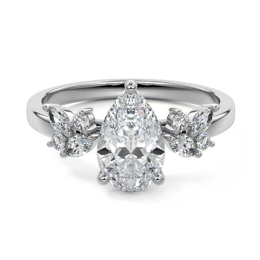 Fiorella - Pear Platinum Lab Grown Diamond Engagement Ring | Nura Lab