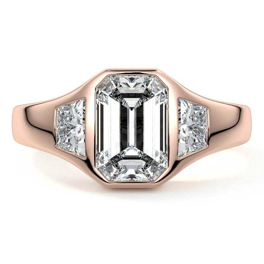 Hana - Emerald Cut Rose Gold Lab Grown Diamond Engagement Ring | Nura Lab