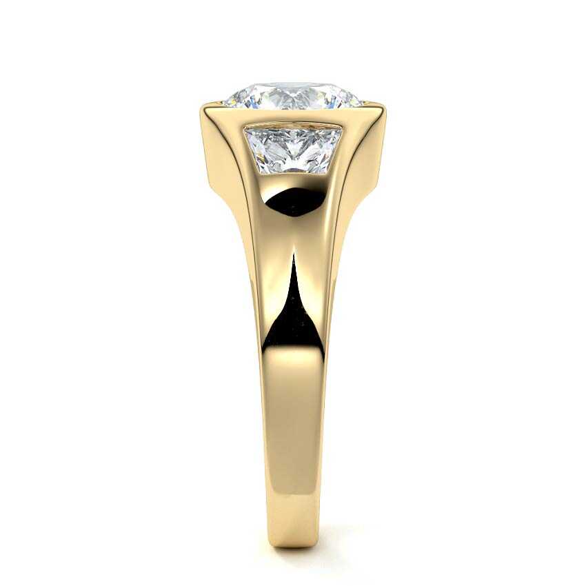 Hana - Round Yellow Gold Engagement Ring Side View | Nura Lab