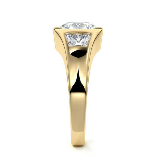Hana - Round Yellow Gold Engagement Ring Side View | Nura Lab