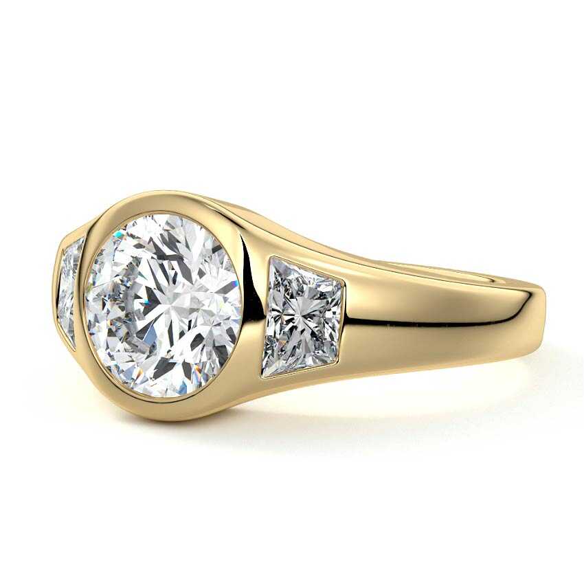 Hana - Round Yellow Gold Engagement Ring Detail View | Nura Lab