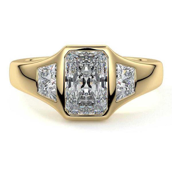 Hana - Radiant Bezel Three-Stone Lab Grown Diamond Engagement Ring