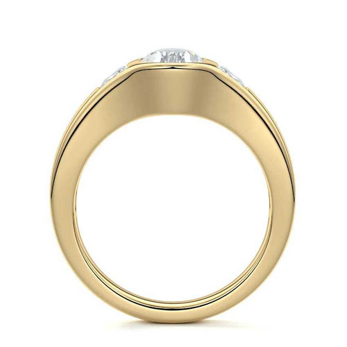 Hana - Pear Yellow Gold Engagement Ring Profile View | Nura Lab