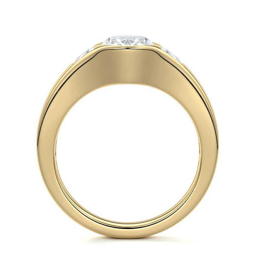 Hana - Oval Yellow Gold Engagement Ring Profile View | Nura Lab