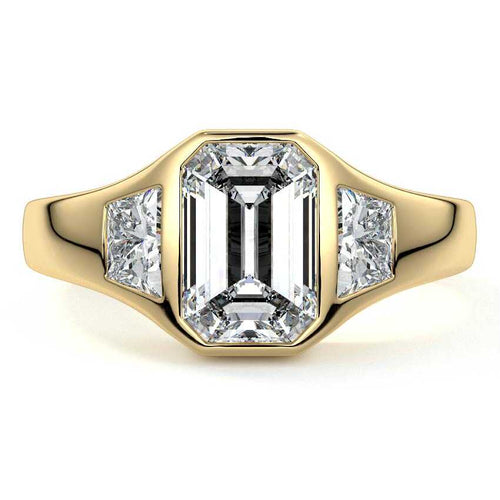 Hana - Emerald Cut Yellow Gold Lab Grown Diamond Engagement Ring | Nura Lab
