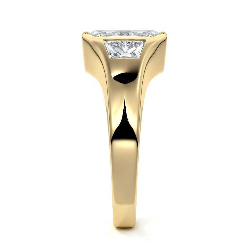 Hana - Emerald Cut Yellow Gold Engagement Ring Side View | Nura Lab