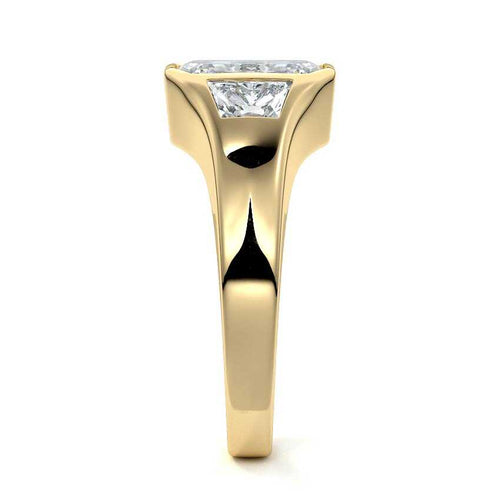 Hana - Emerald Cut Yellow Gold Engagement Ring Side View | Nura Lab