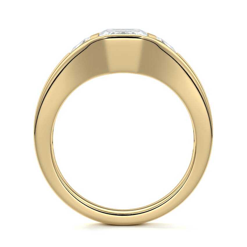Hana - Emerald Cut Yellow Gold Engagement Ring Profile View | Nura Lab