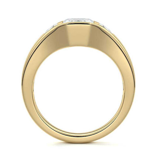 Hana - Emerald Cut Yellow Gold Engagement Ring Profile View | Nura Lab