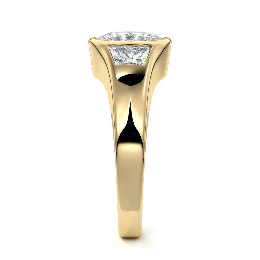 Hana - Cushion Yellow Gold Engagement Ring Side View | Nura Lab