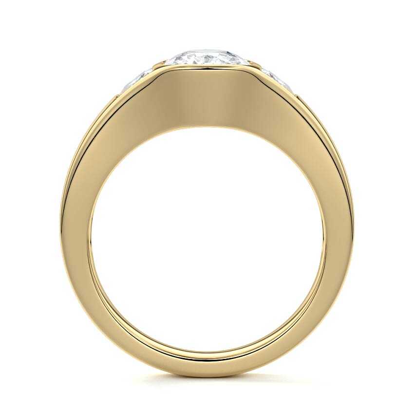 Hana cushion bezel three-stone lab grown diamond engagement ring in yellow gold
