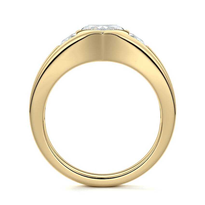 Hana heart bezel three-stone lab grown diamond engagement ring in yellow gold