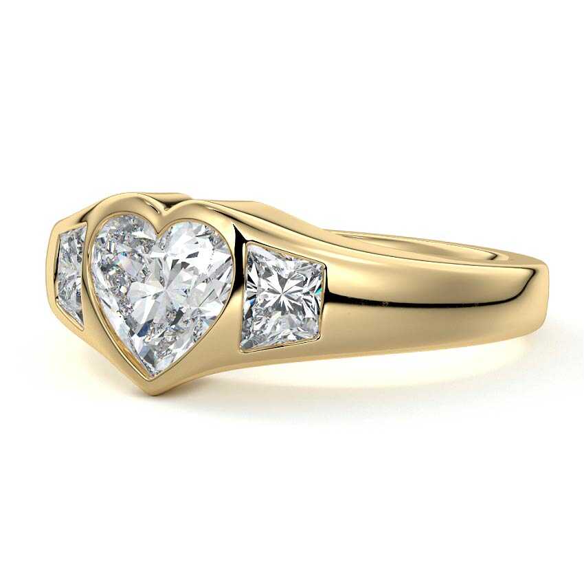 Hana - Heart Yellow Gold Engagement Ring Detail View | Nura Lab