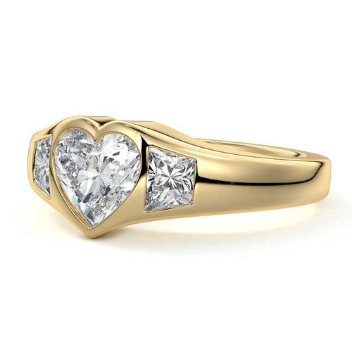 Hana - Heart Yellow Gold Engagement Ring Detail View | Nura Lab