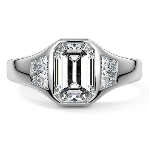 Hana - Emerald Cut White Gold Lab Grown Diamond Engagement Ring | Nura Lab