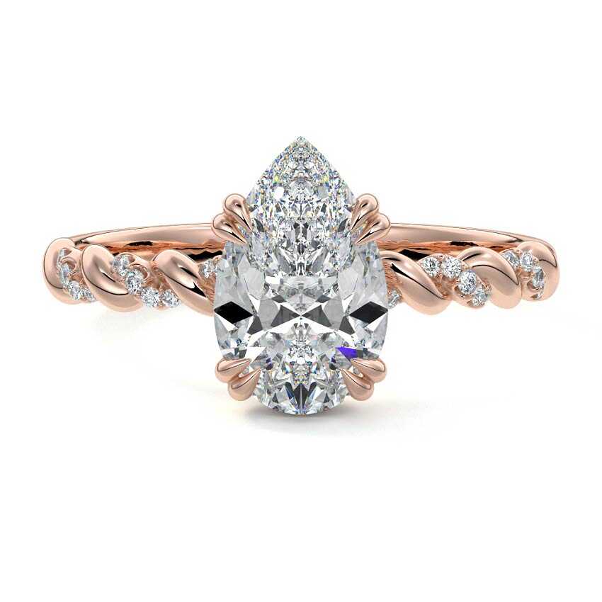 Heloise - Pear Rose Gold Lab Grown Diamond Engagement Ring | Nura Lab