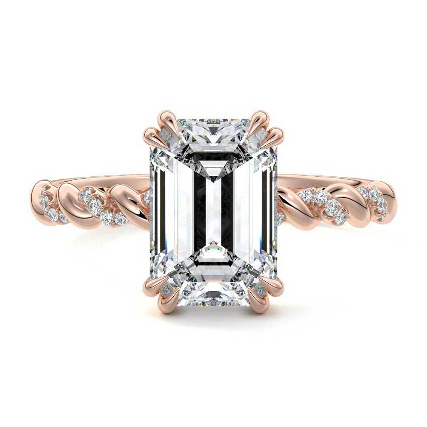 Heloise - Emerald Cut Rose Gold Lab Grown Diamond Engagement Ring | Nura Lab
