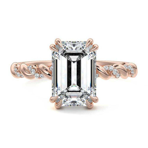 Heloise - Emerald Cut Rose Gold Lab Grown Diamond Engagement Ring | Nura Lab