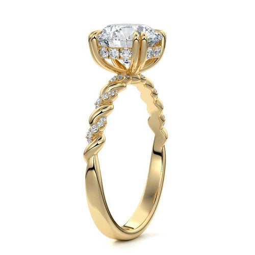 Heloise - Round Yellow Gold Engagement Ring Profile View | Nura Lab