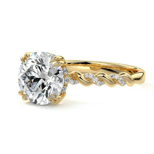 Heloise - Round Yellow Gold Engagement Ring Detail View | Nura Lab