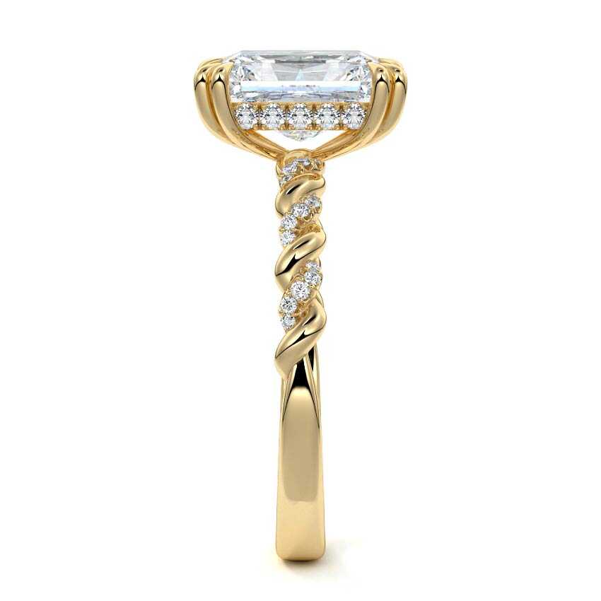 Heloise - Radiant Yellow Gold Engagement Ring Side View | Nura Lab
