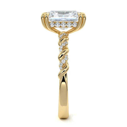 Heloise - Radiant Yellow Gold Engagement Ring Side View | Nura Lab