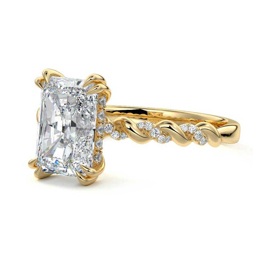 Heloise - Radiant Yellow Gold Engagement Ring Detail View | Nura Lab