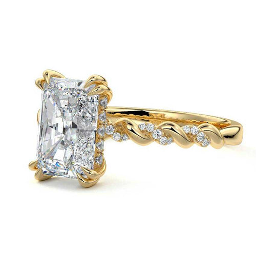 Heloise - Radiant Yellow Gold Engagement Ring Detail View | Nura Lab